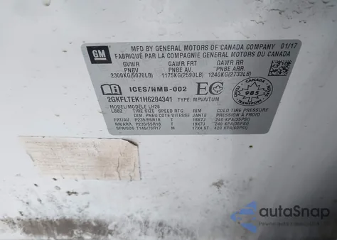 2017 GMC Terrain Sle-2 z USA, uszkodzony, nr VIN 2GKFLTEK1H6284341